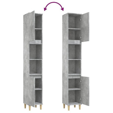 Bathroom Cabinet Concrete Grey 30X30X190 Cm Engineered Wood