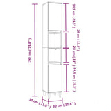 Bathroom Cabinet Concrete Grey 30X30X190 Cm Engineered Wood