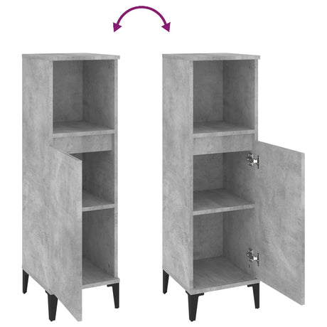 Bathroom Cabinet Concrete 30X30X100 Cm Engineered Wood