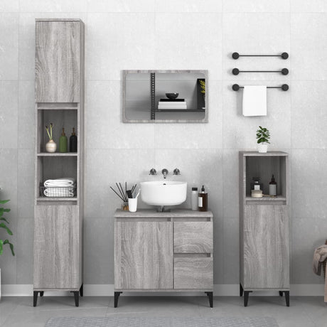 Bathroom Cabinet Concrete 30X30X100 Cm Engineered Wood