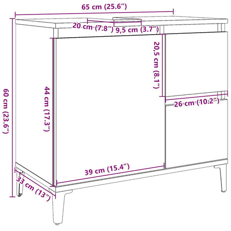 Bathroom Cabinet 65X33X60 Cm Engineered Wood