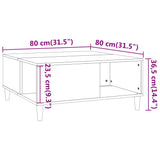 Coffee Table 80X80X36.5 Cm Engineered Wood