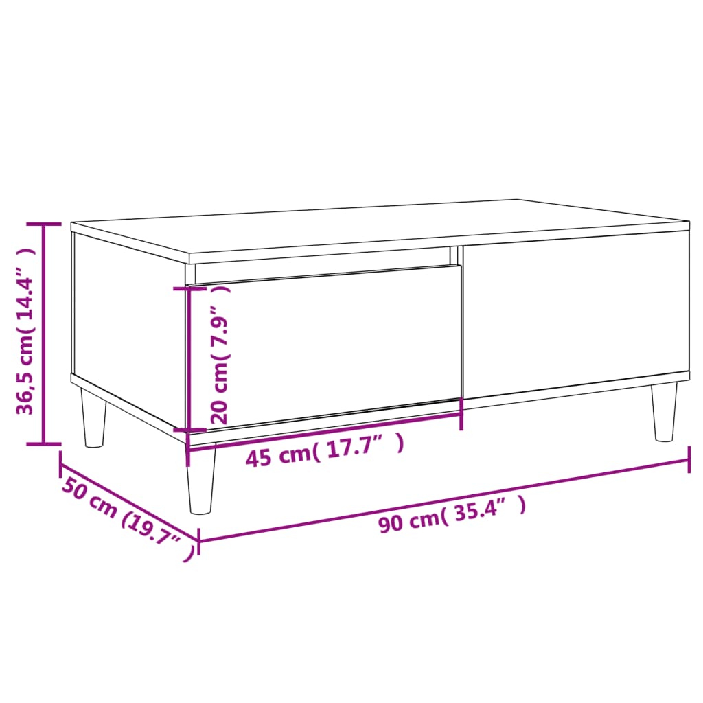 Coffee Table 90X50X36.5 Cm Engineered Wood