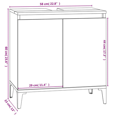 Sink Cabinet 58X33X60 Cm Engineered Wood
