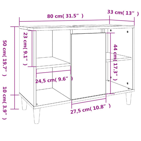 Sink Cabinet 80X33X60 Cm Engineered Wood