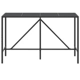 Bar Table with Glass Top Black 180x70x110 cm Poly Rattan