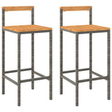 Bar Stools 2 Pcs Poly Rattan And Solid Wood Acacia