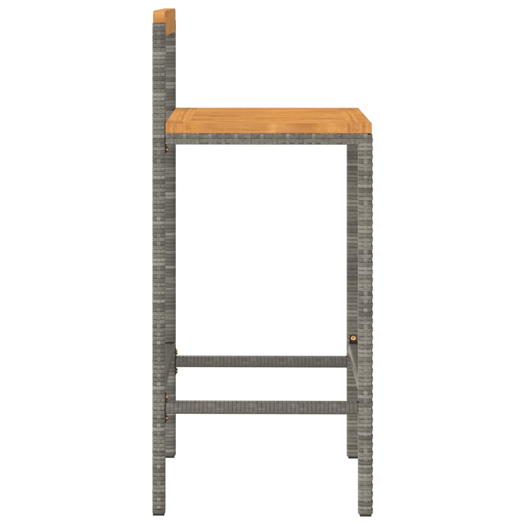 Bar Stools 2 Pcs Poly Rattan And Solid Wood Acacia