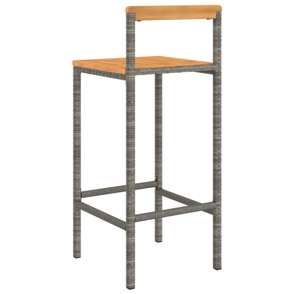 Bar Stools 2 Pcs Poly Rattan And Solid Wood Acacia