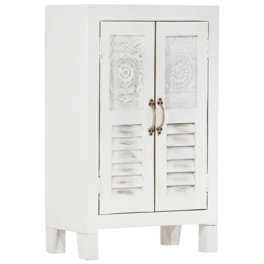 Sideboard White 55X30X90 Cm Solid Wood Acacia