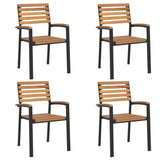 Stackable Garden Chairs 4 Pcs Solid Wood Acacia And Metal