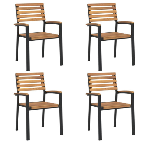 Stackable Garden Chairs 4 Pcs Solid Wood Acacia And Metal