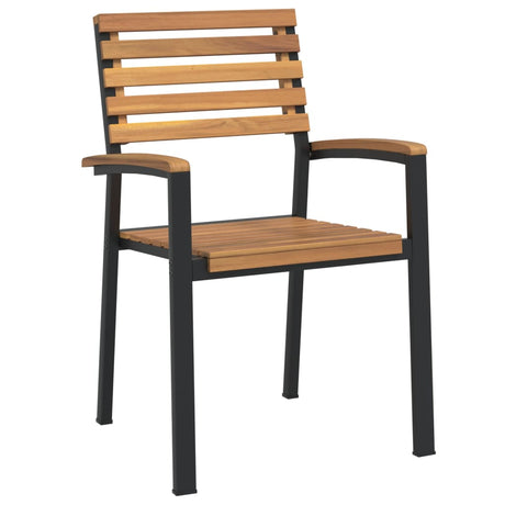 Stackable Garden Chairs 4 Pcs Solid Wood Acacia And Metal