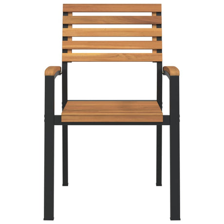 Stackable Garden Chairs 4 Pcs Solid Wood Acacia And Metal