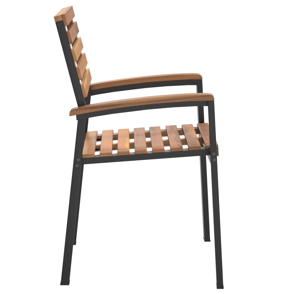 Stackable Garden Chairs 4 Pcs Solid Wood Acacia And Metal