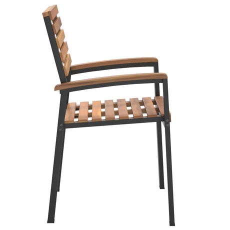 Stackable Garden Chairs 4 Pcs Solid Wood Acacia And Metal