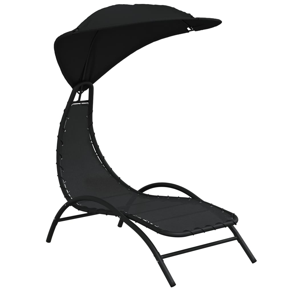 Sun Lounger With Canopy 167X80X195 Cm Fabric And Steel