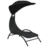Sun Lounger With Canopy 167X80X195 Cm Fabric And Steel