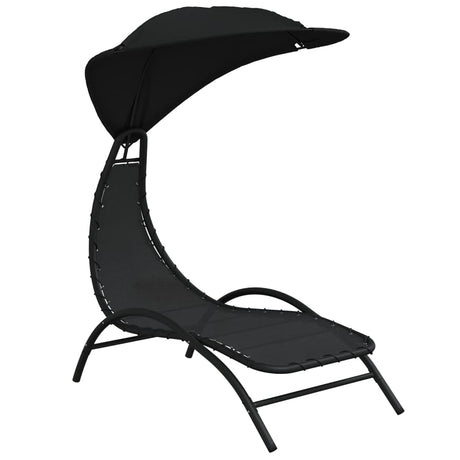 Sun Lounger With Canopy 167X80X195 Cm Fabric And Steel