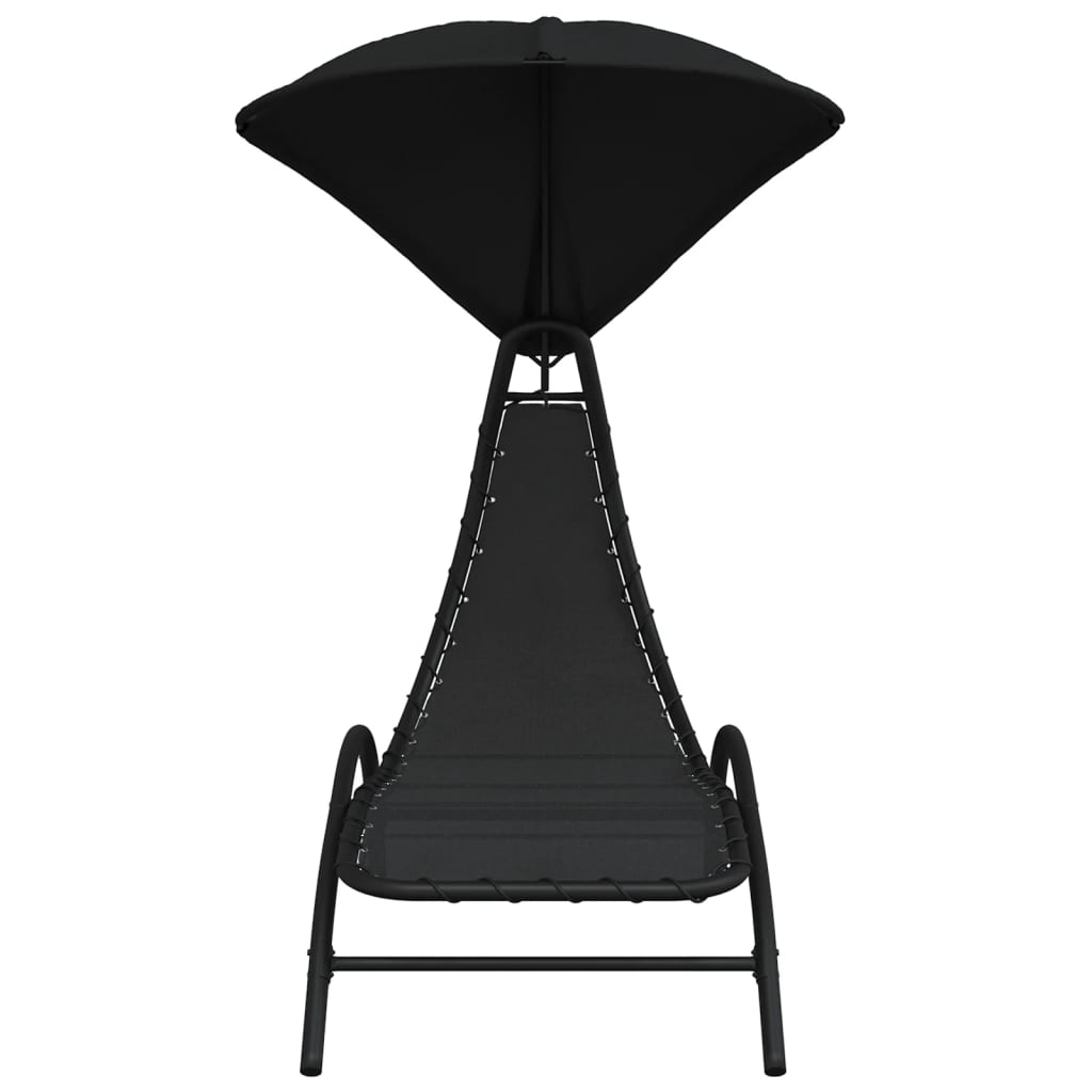 Sun Lounger With Canopy 167X80X195 Cm Fabric And Steel