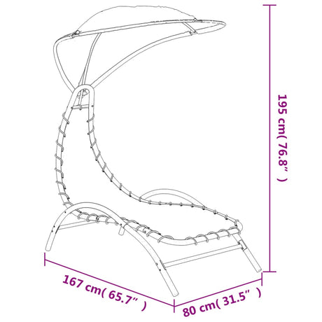 Sun Lounger With Canopy 167X80X195 Cm Fabric And Steel