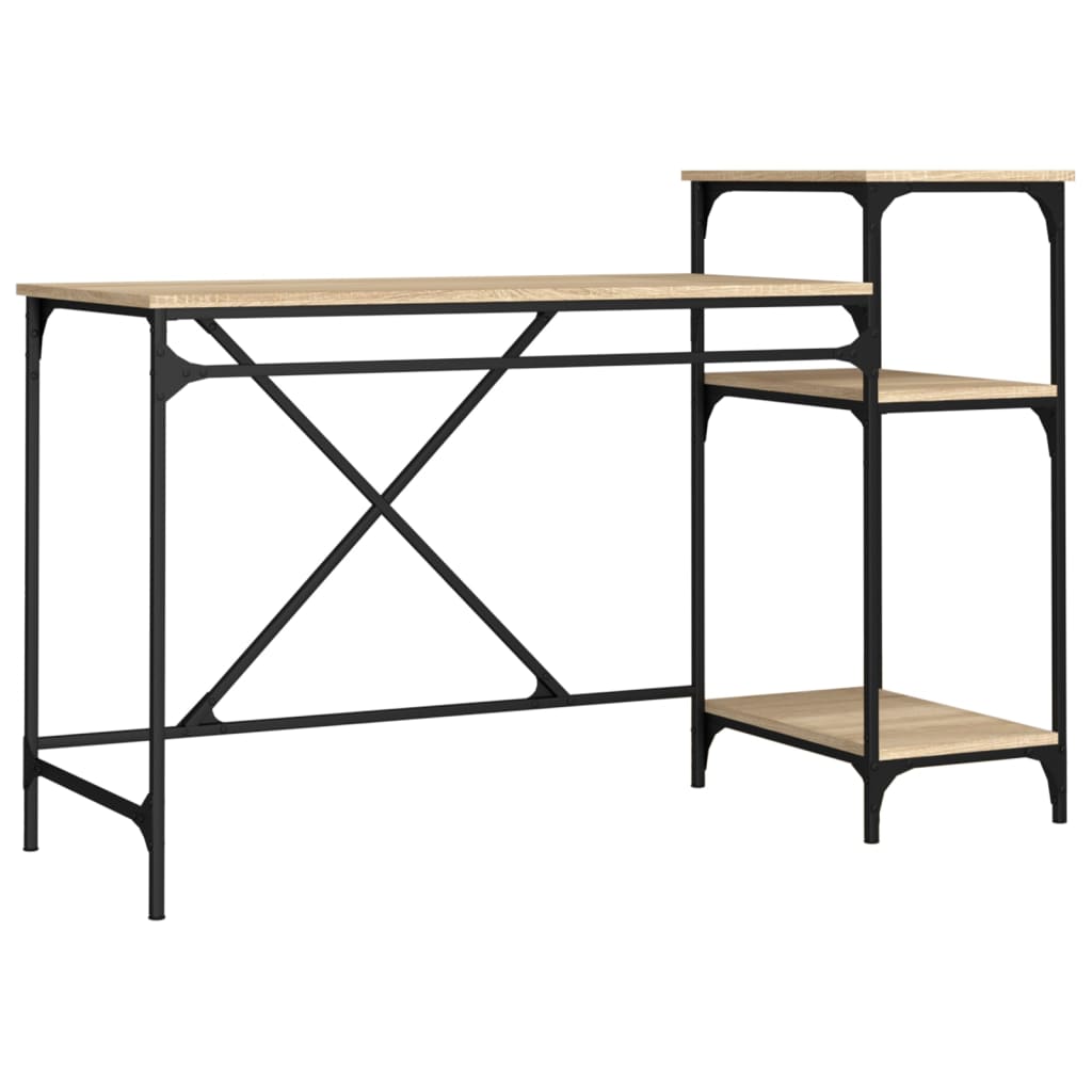 Desk With Shelves Engineered Wood&Iron