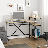 Desk With Shelves Engineered Wood&Iron