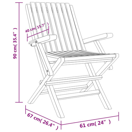 Folding Garden Chairs 4 Pcs 61X67X90 Cm Solid Wood Teak