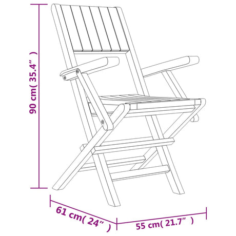 Folding Garden Chairs 4 Pcs 55X61X90 Cm Solid Wood Teak