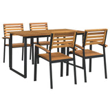 5 Piece Garden Dining Set Solid Wood Acacia And Metal