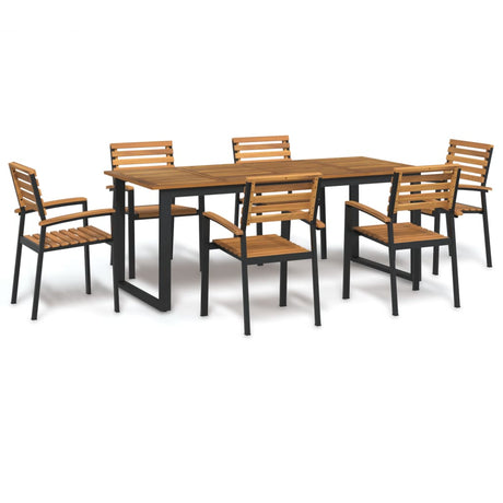 5 Piece Garden Dining Set Solid Wood Acacia And Metal
