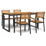 5 Piece Garden Dining Set Solid Wood Acacia And Metal