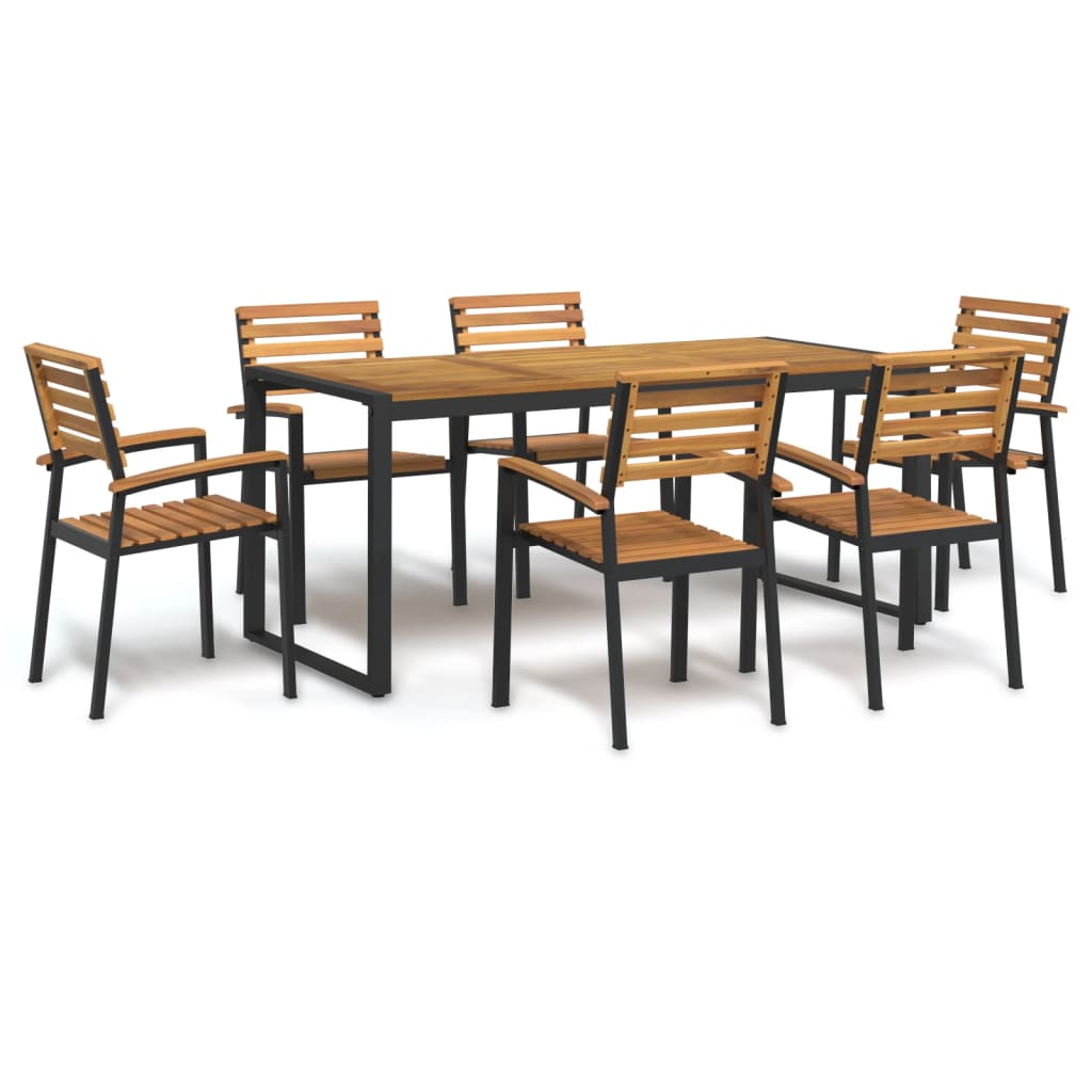 5 Piece Garden Dining Set Solid Wood Acacia And Metal