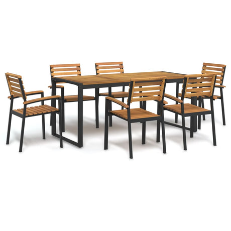 5 Piece Garden Dining Set Solid Wood Acacia And Metal
