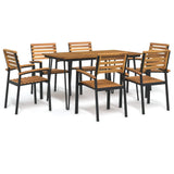 7 Piece Garden Dining Set Solid Wood Acacia And Metal
