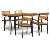 7 Piece Garden Dining Set Solid Wood Acacia And Metal