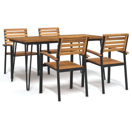 7 Piece Garden Dining Set Solid Wood Acacia And Metal