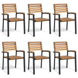 Stackable Garden Chairs 4 Pcs Solid Wood Acacia And Metal