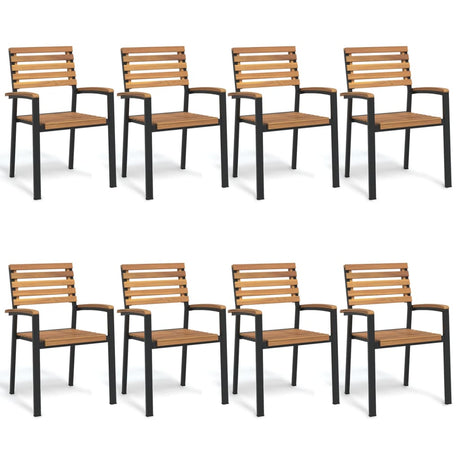 Stackable Garden Chairs 4 Pcs Solid Wood Acacia And Metal