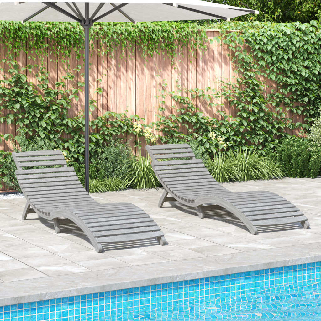 Sun Loungers 2 Pcs Solid Wood Acacia