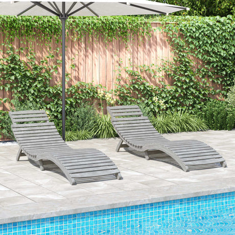 Sun Loungers 2 Pcs Solid Wood Acacia
