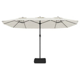 Double-Head Garden Parasol With Leds Sand 449X245 Cm
