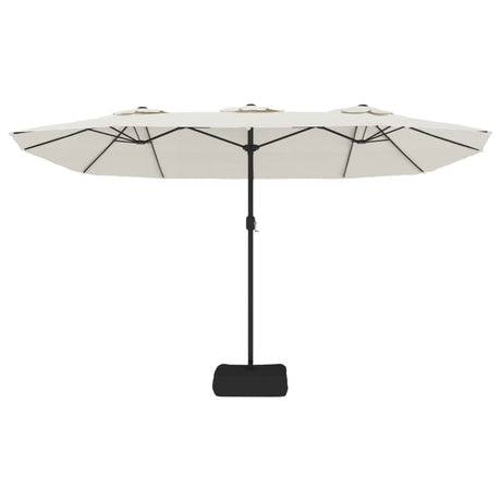 Double-Head Garden Parasol With Leds Sand 449X245 Cm