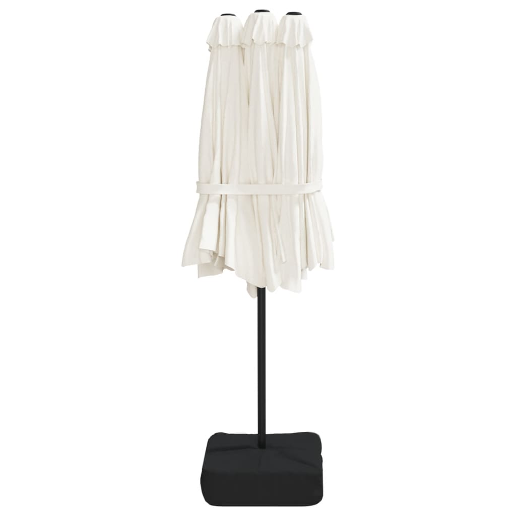 Double-Head Garden Parasol With Leds Sand 449X245 Cm