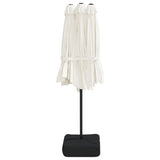 Double-Head Garden Parasol With Leds Sand 449X245 Cm