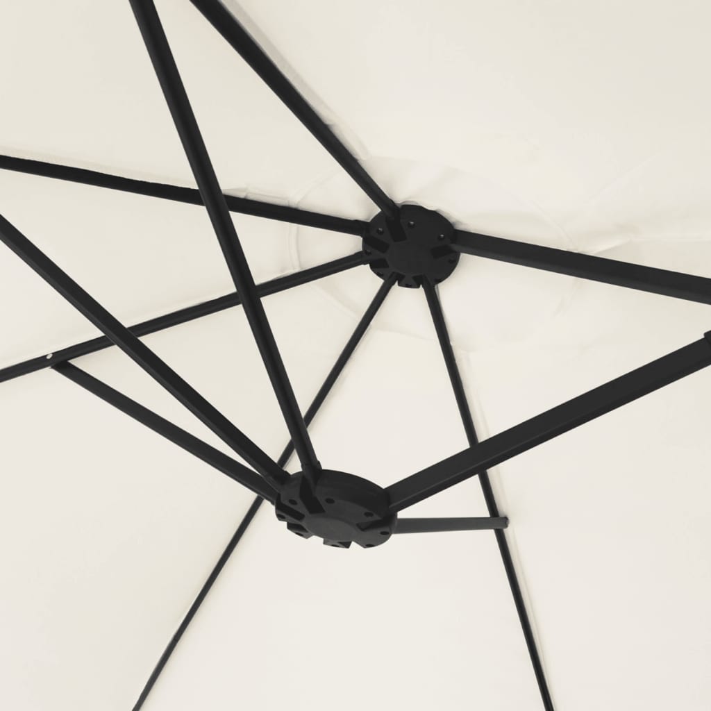 Double-Head Garden Parasol With Leds Sand 449X245 Cm