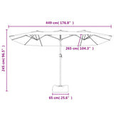 Double-Head Garden Parasol With Leds Sand 449X245 Cm