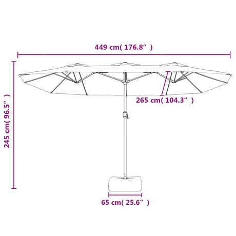 Double-Head Garden Parasol With Leds Sand 449X245 Cm