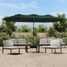 Double-Head Garden Parasol With Leds Sand 449X245 Cm