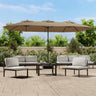 Double-Head Garden Parasol With Leds Sand 449X245 Cm